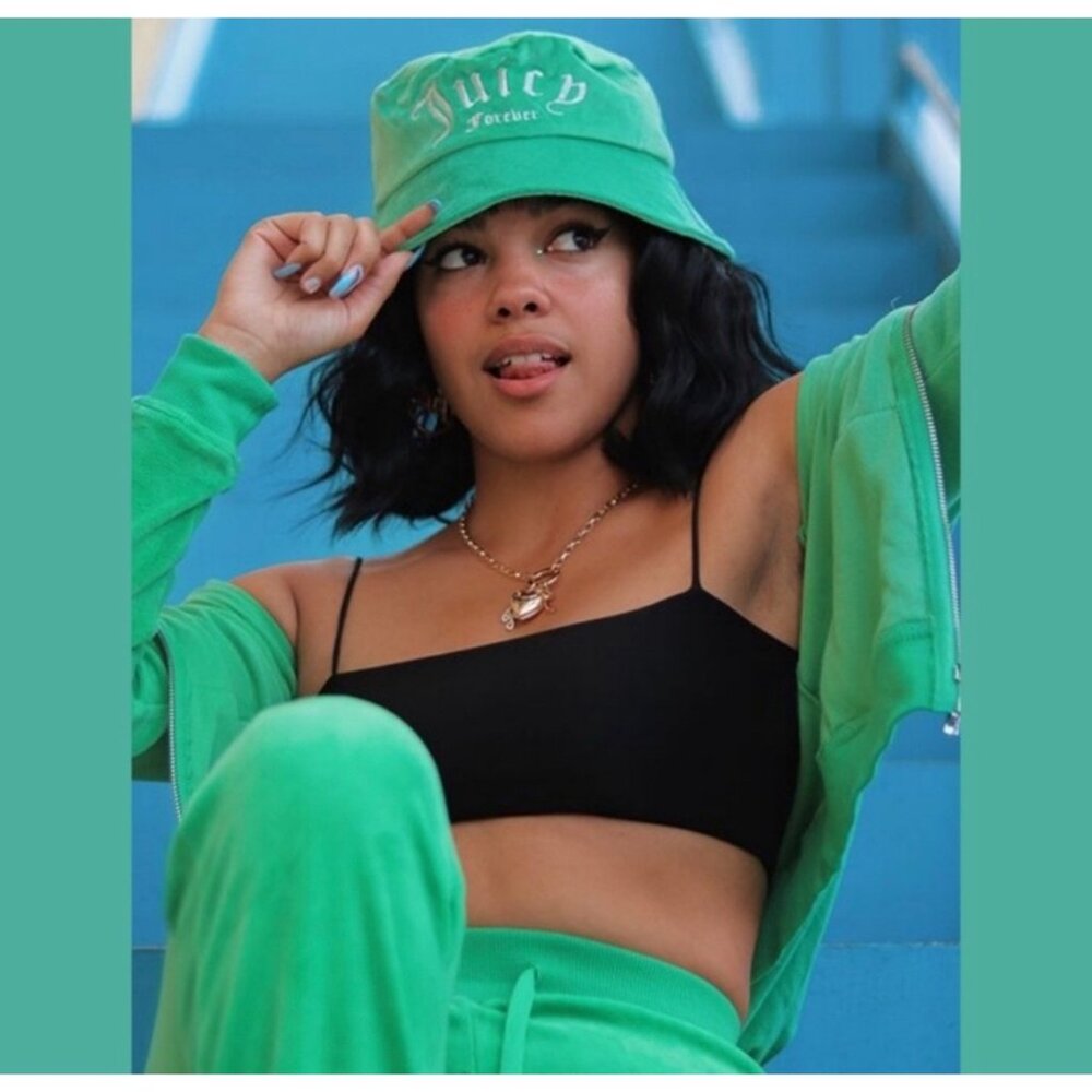 juicy couture velour bucket hat Y2K green silver one size new without tags never